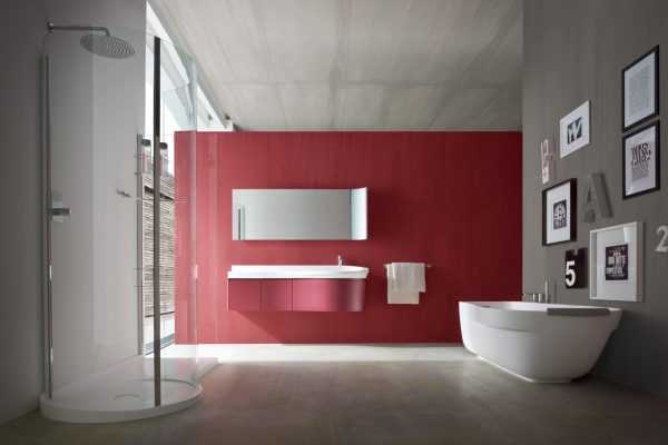 Czerwona łazienka w nowoczesnym stylu