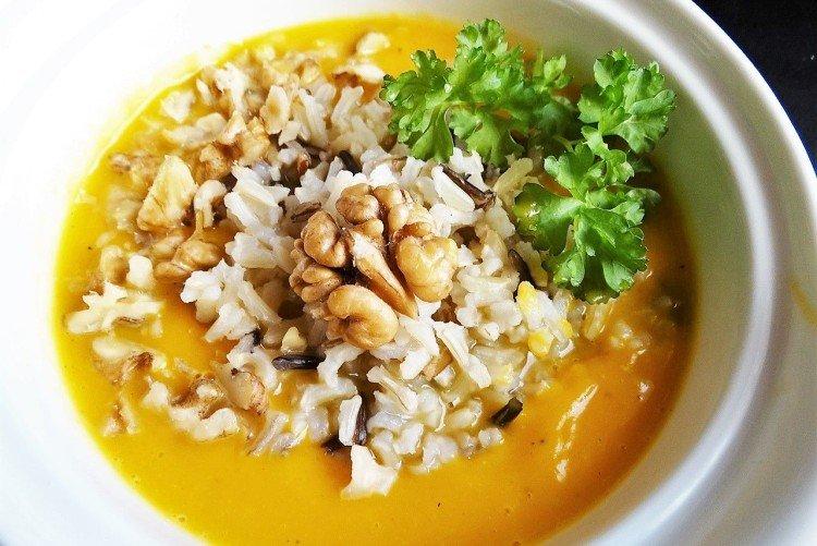 Zupa z puree z dyni z ryżem - przepisy na dania ryżowe